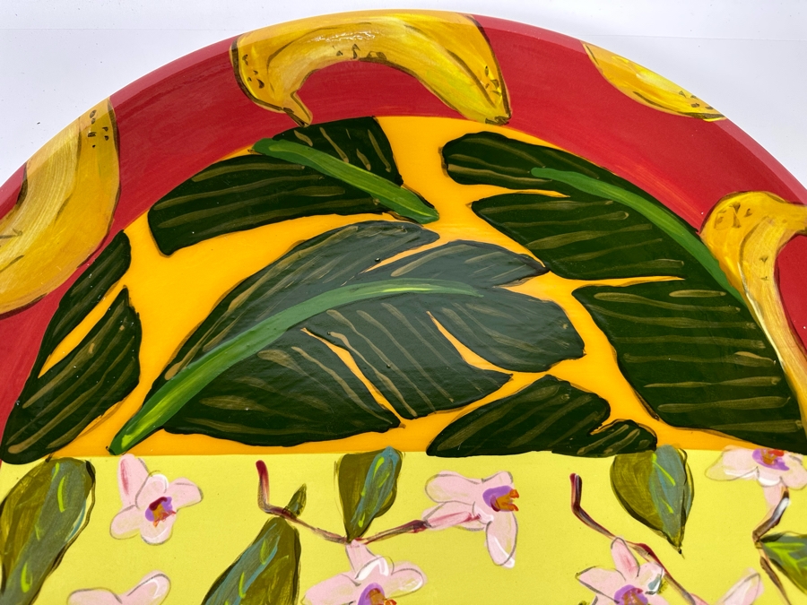 Droll Designs Large 17” Round Banana Fruit Pattern Glazed Signed Pottery Platter [Photo 7]