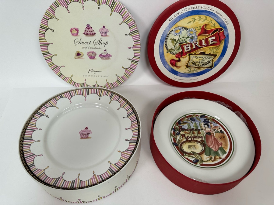 Set Of 4 Restoration Hardware Cheese Plates And Set Of 4 Crabtree & Evelyn Dessert Plates [Photo 4]