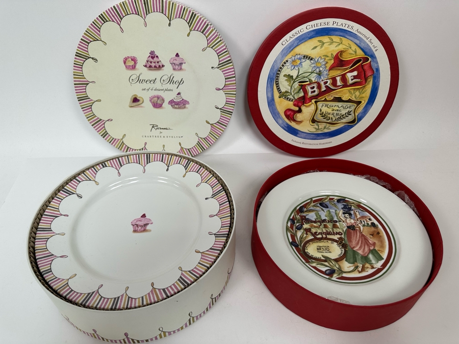 Set Of 4 Restoration Hardware Cheese Plates And Set Of 4 Crabtree & Evelyn Dessert Plates [Photo 3]