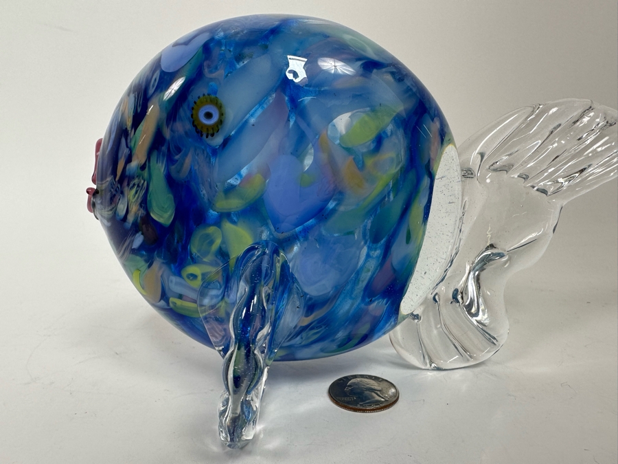 Signed Art Glass Fish Sculpture Signature Illegible 8W X 5D X 4.5H [Photo 7]