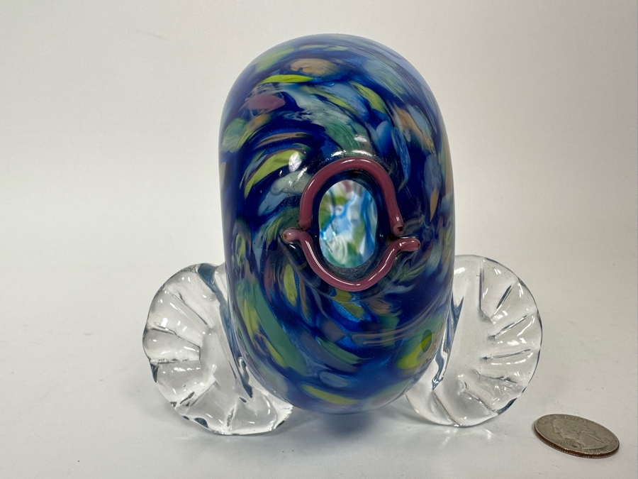 Signed Art Glass Fish Sculpture Signature Illegible 8W X 5D X 4.5H [Photo 6]