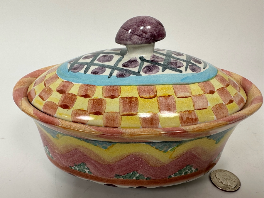 Victoria And Richard MacKenzie-Childs Ltd Oval Lidded Serving Bowl 7W X 4.5D X 4.5H [Photo 3]