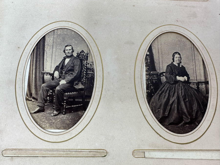 Antique 1876 Embossed Leather Photography Book Photo Album Presented To M. A. Crook With Original Family Portraits Photographs 9 X 11.5 X 2.5 - See Photos [Photo 38]