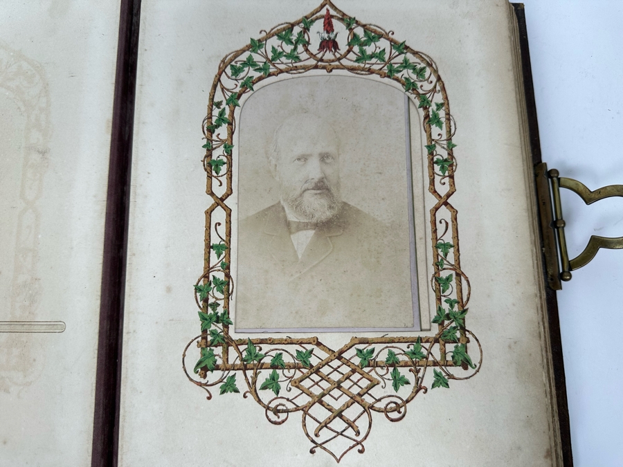 Antique 1876 Embossed Leather Photography Book Photo Album Presented To M. A. Crook With Original Family Portraits Photographs 9 X 11.5 X 2.5 - See Photos [Photo 15]