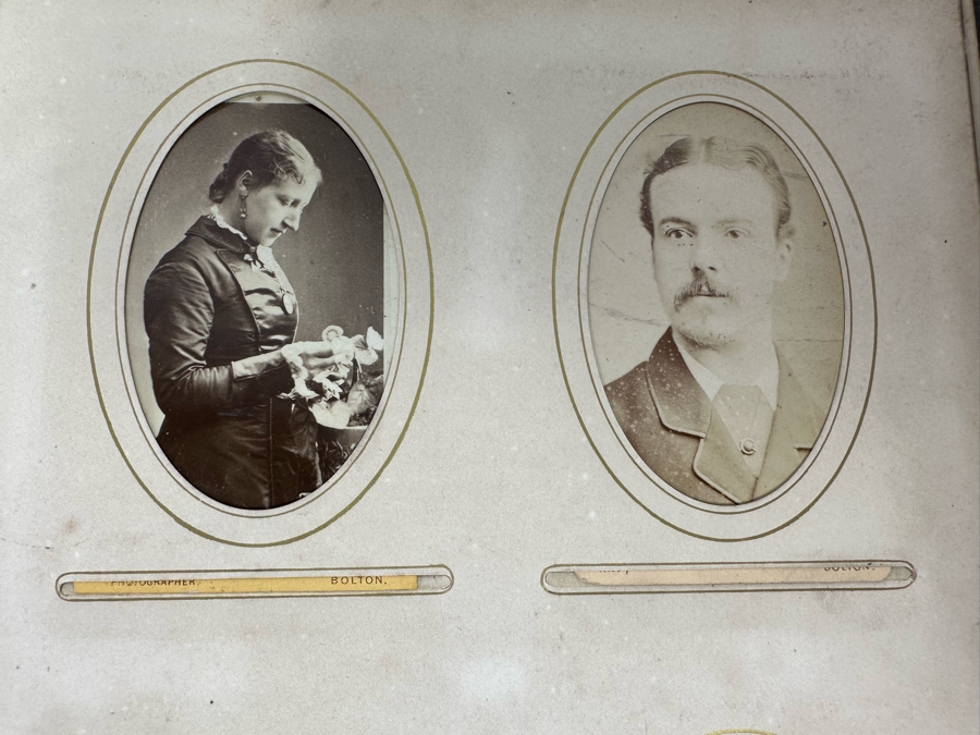 Antique 1876 Embossed Leather Photography Book Photo Album Presented To M. A. Crook With Original Family Portraits Photographs 9 X 11.5 X 2.5 - See Photos [Photo 54]