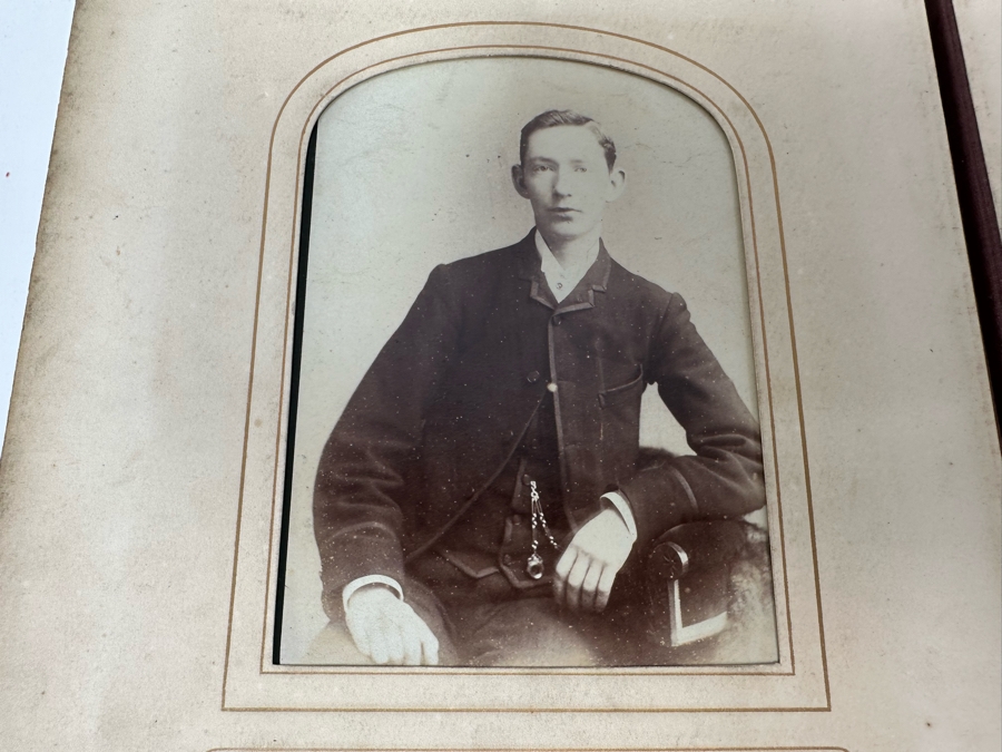 Antique 1876 Embossed Leather Photography Book Photo Album Presented To M. A. Crook With Original Family Portraits Photographs 9 X 11.5 X 2.5 - See Photos [Photo 48]