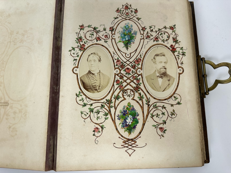 Antique 1876 Embossed Leather Photography Book Photo Album Presented To M. A. Crook With Original Family Portraits Photographs 9 X 11.5 X 2.5 - See Photos [Photo 13]