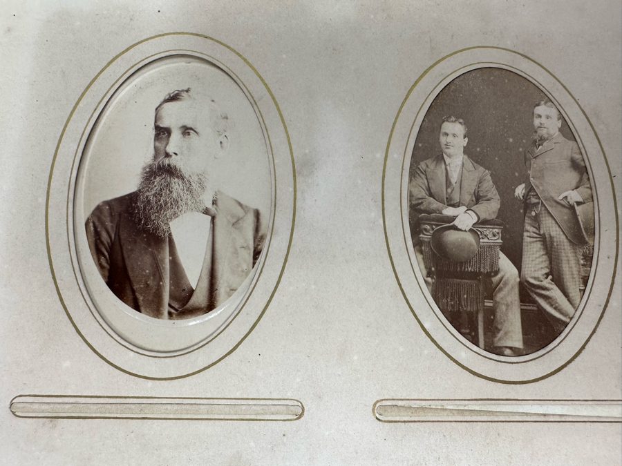 Antique 1876 Embossed Leather Photography Book Photo Album Presented To M. A. Crook With Original Family Portraits Photographs 9 X 11.5 X 2.5 - See Photos [Photo 55]