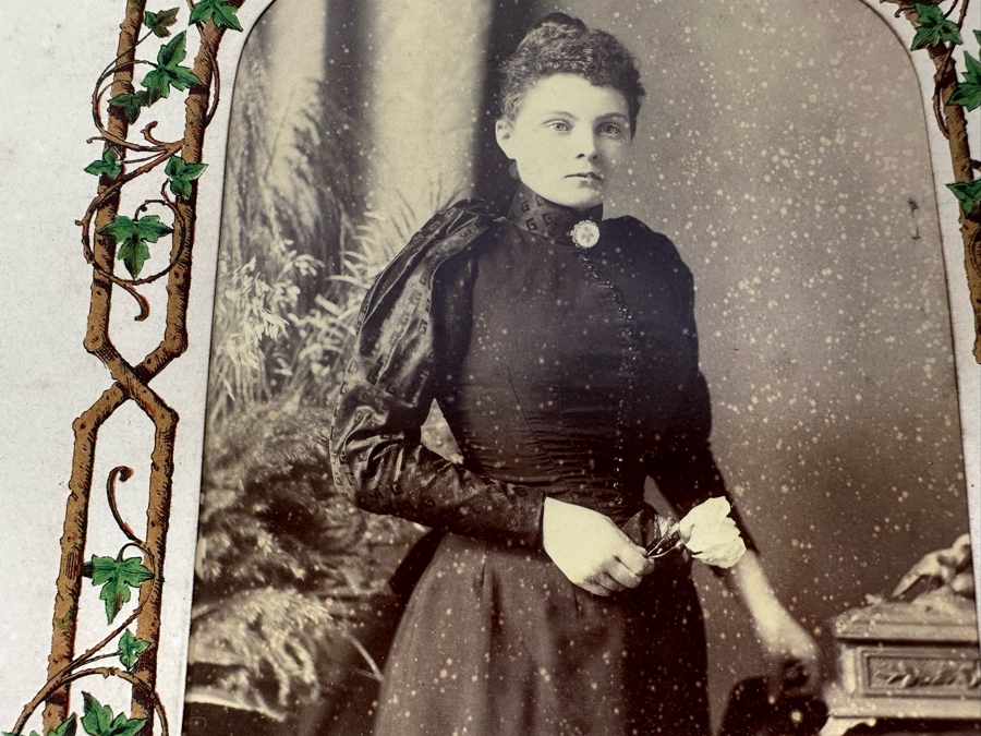 Antique 1876 Embossed Leather Photography Book Photo Album Presented To M. A. Crook With Original Family Portraits Photographs 9 X 11.5 X 2.5 - See Photos [Photo 23]