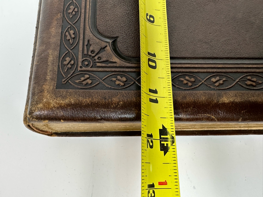 Antique 1876 Embossed Leather Photography Book Photo Album Presented To M. A. Crook With Original Family Portraits Photographs 9 X 11.5 X 2.5 - See Photos [Photo 67]