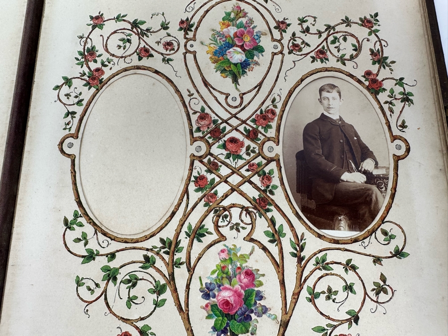Antique 1876 Embossed Leather Photography Book Photo Album Presented To M. A. Crook With Original Family Portraits Photographs 9 X 11.5 X 2.5 - See Photos [Photo 19]