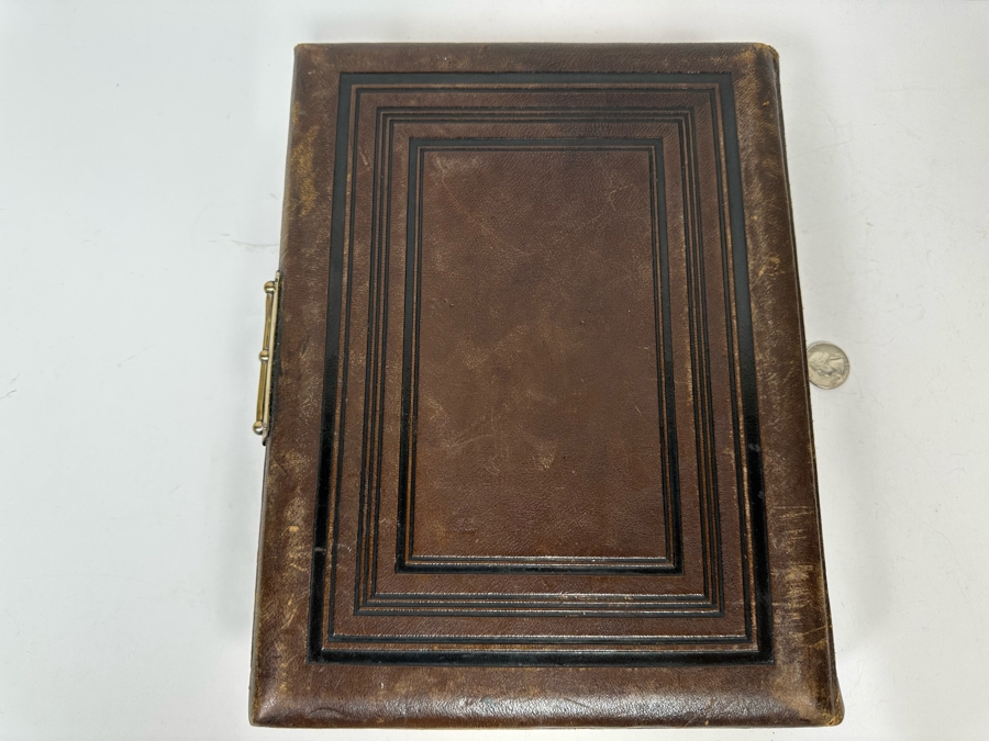 Antique 1876 Embossed Leather Photography Book Photo Album Presented To M. A. Crook With Original Family Portraits Photographs 9 X 11.5 X 2.5 - See Photos [Photo 5]