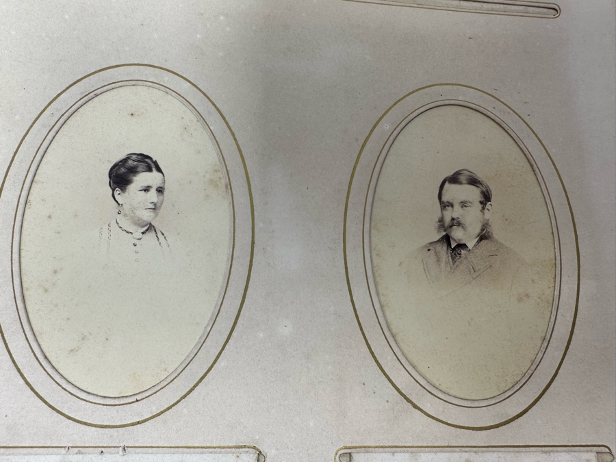 Antique 1876 Embossed Leather Photography Book Photo Album Presented To M. A. Crook With Original Family Portraits Photographs 9 X 11.5 X 2.5 - See Photos [Photo 45]