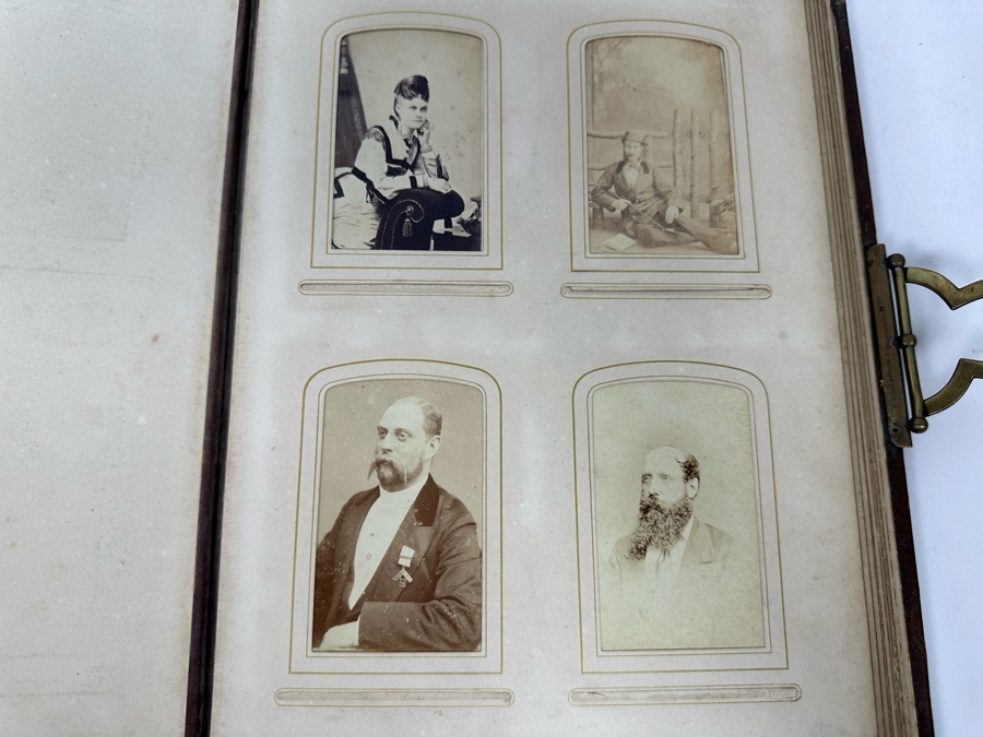 Antique 1876 Embossed Leather Photography Book Photo Album Presented To M. A. Crook With Original Family Portraits Photographs 9 X 11.5 X 2.5 - See Photos [Photo 29]
