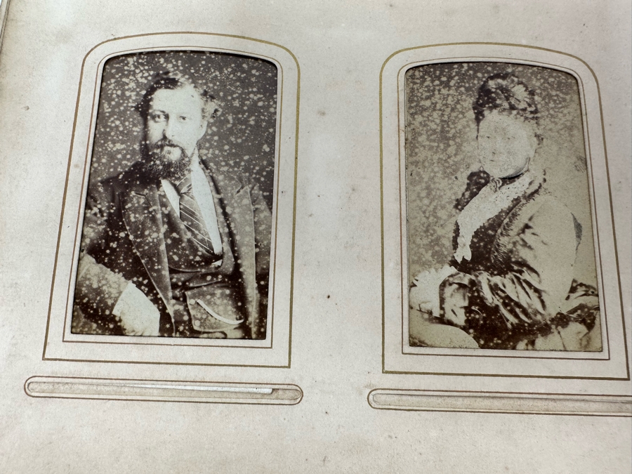 Antique 1876 Embossed Leather Photography Book Photo Album Presented To M. A. Crook With Original Family Portraits Photographs 9 X 11.5 X 2.5 - See Photos [Photo 58]