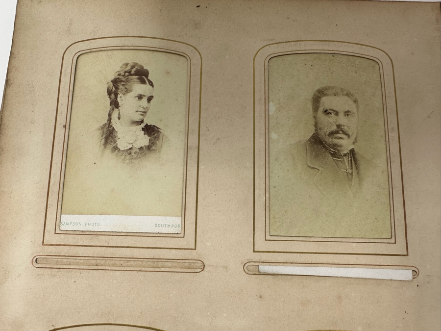 Antique 1876 Embossed Leather Photography Book Photo Album Presented To M. A. Crook With Original Family Portraits Photographs 9 X 11.5 X 2.5 - See Photos [Photo 57]