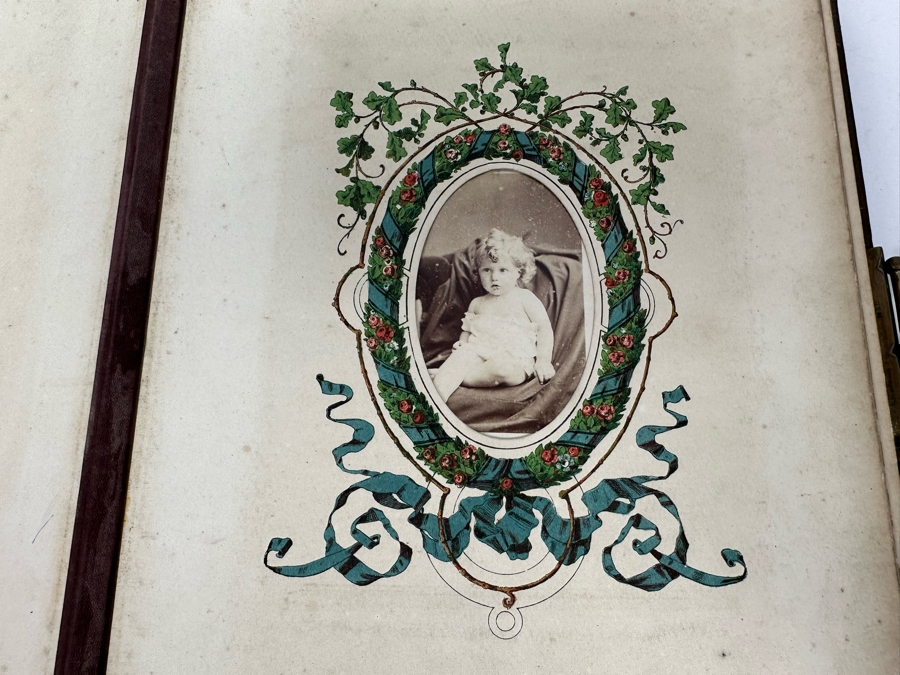 Antique 1876 Embossed Leather Photography Book Photo Album Presented To M. A. Crook With Original Family Portraits Photographs 9 X 11.5 X 2.5 - See Photos [Photo 11]