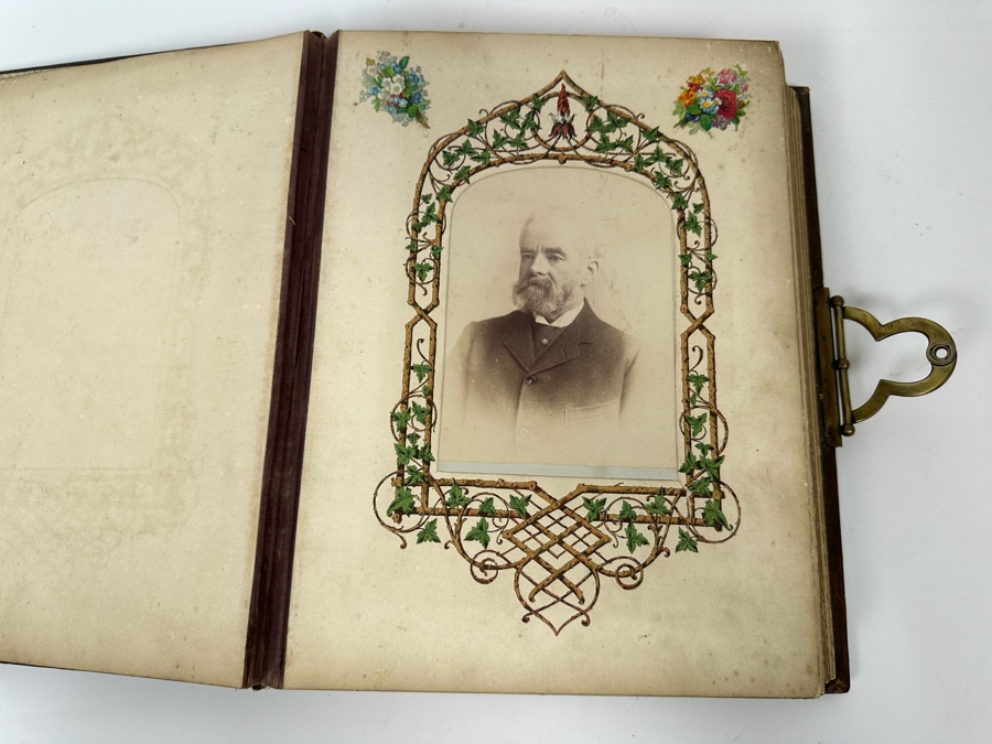 Antique 1876 Embossed Leather Photography Book Photo Album Presented To M. A. Crook With Original Family Portraits Photographs 9 X 11.5 X 2.5 - See Photos [Photo 9]