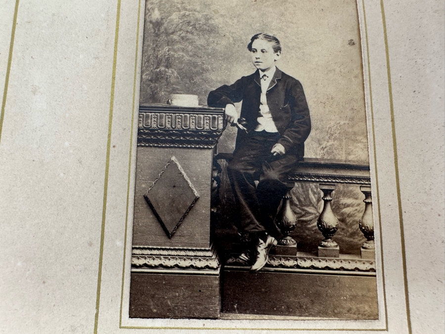 Antique 1876 Embossed Leather Photography Book Photo Album Presented To M. A. Crook With Original Family Portraits Photographs 9 X 11.5 X 2.5 - See Photos [Photo 65]