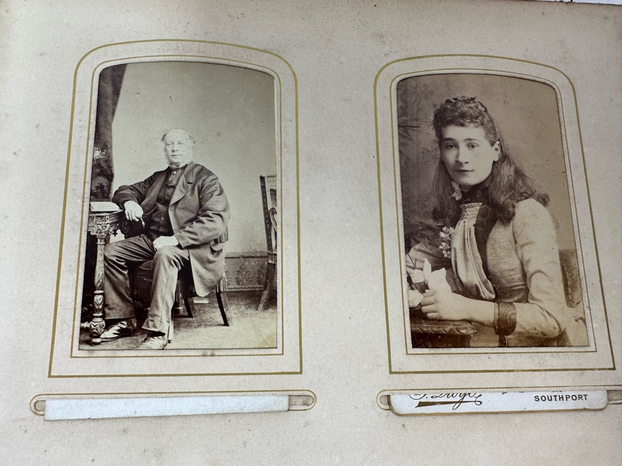 Antique 1876 Embossed Leather Photography Book Photo Album Presented To M. A. Crook With Original Family Portraits Photographs 9 X 11.5 X 2.5 - See Photos [Photo 59]