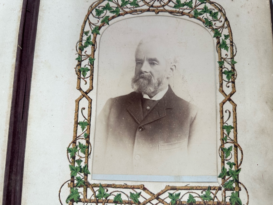 Antique 1876 Embossed Leather Photography Book Photo Album Presented To M. A. Crook With Original Family Portraits Photographs 9 X 11.5 X 2.5 - See Photos [Photo 10]