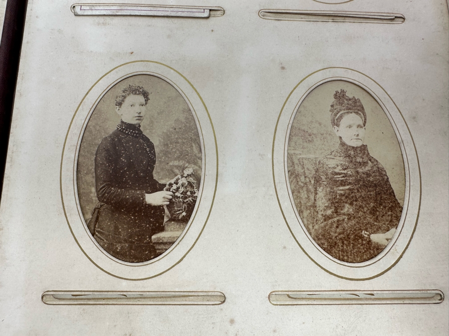 Antique 1876 Embossed Leather Photography Book Photo Album Presented To M. A. Crook With Original Family Portraits Photographs 9 X 11.5 X 2.5 - See Photos [Photo 41]