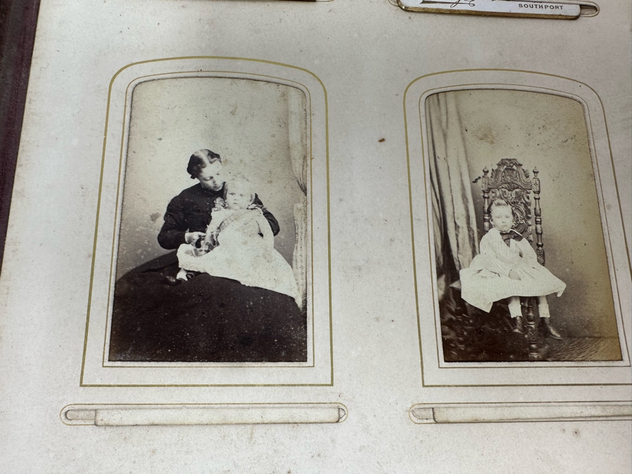 Antique 1876 Embossed Leather Photography Book Photo Album Presented To M. A. Crook With Original Family Portraits Photographs 9 X 11.5 X 2.5 - See Photos [Photo 60]