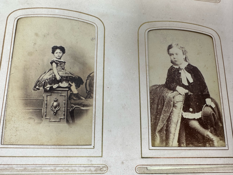 Antique 1876 Embossed Leather Photography Book Photo Album Presented To M. A. Crook With Original Family Portraits Photographs 9 X 11.5 X 2.5 - See Photos [Photo 33]