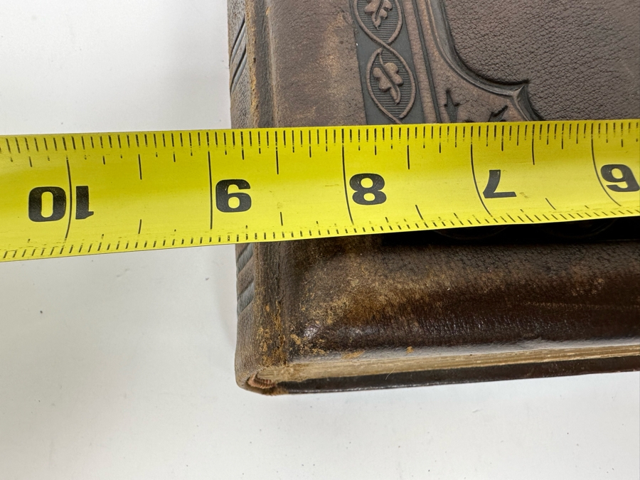 Antique 1876 Embossed Leather Photography Book Photo Album Presented To M. A. Crook With Original Family Portraits Photographs 9 X 11.5 X 2.5 - See Photos [Photo 66]