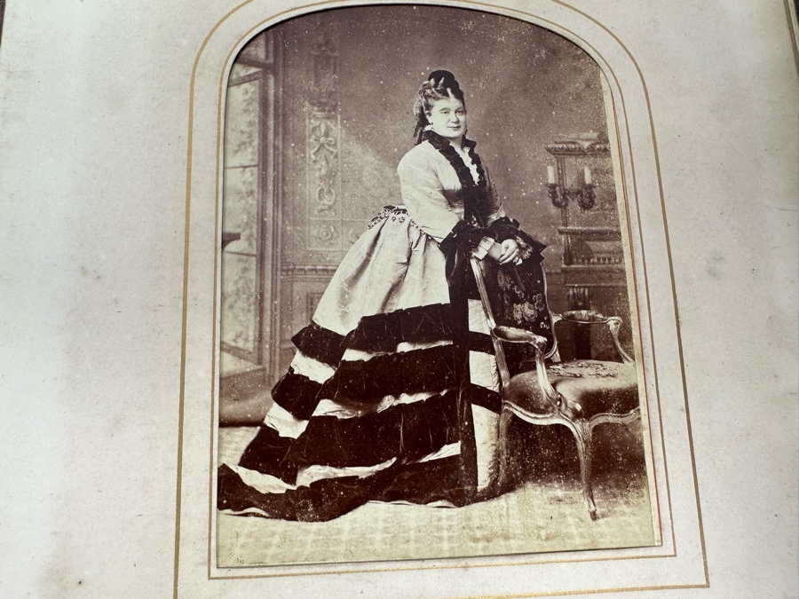 Antique 1876 Embossed Leather Photography Book Photo Album Presented To M. A. Crook With Original Family Portraits Photographs 9 X 11.5 X 2.5 - See Photos [Photo 51]