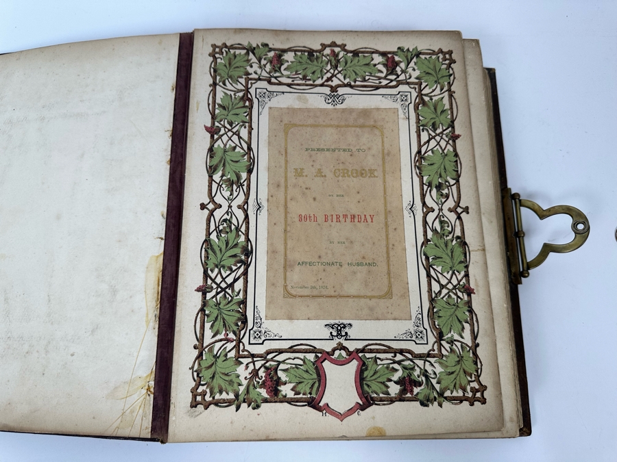 Antique 1876 Embossed Leather Photography Book Photo Album Presented To M. A. Crook With Original Family Portraits Photographs 9 X 11.5 X 2.5 - See Photos [Photo 7]