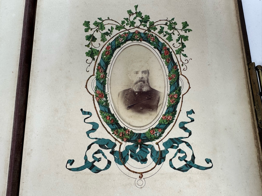 Antique 1876 Embossed Leather Photography Book Photo Album Presented To M. A. Crook With Original Family Portraits Photographs 9 X 11.5 X 2.5 - See Photos [Photo 17]