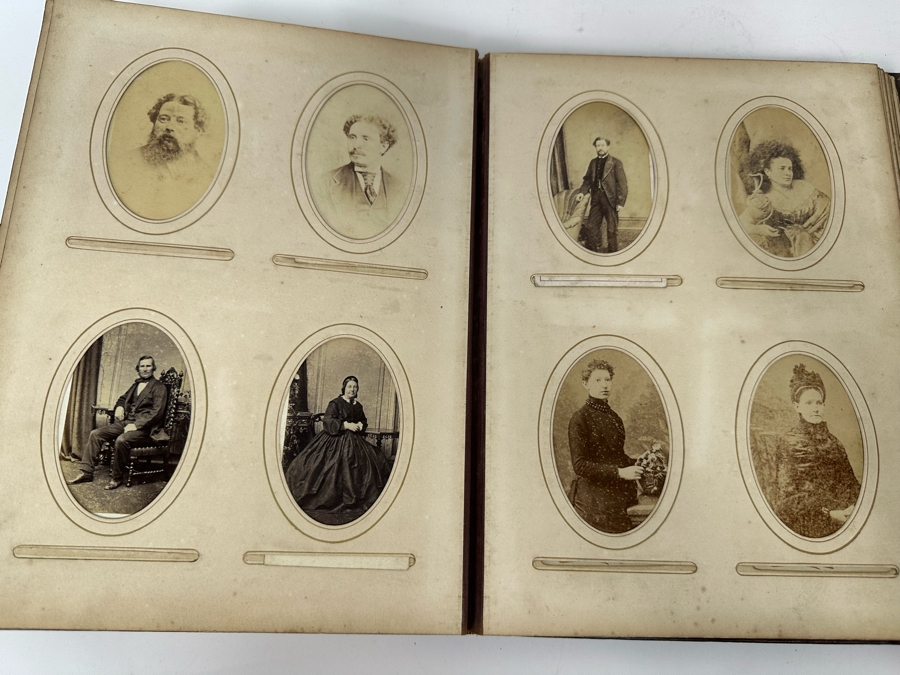 Antique 1876 Embossed Leather Photography Book Photo Album Presented To M. A. Crook With Original Family Portraits Photographs 9 X 11.5 X 2.5 - See Photos [Photo 36]