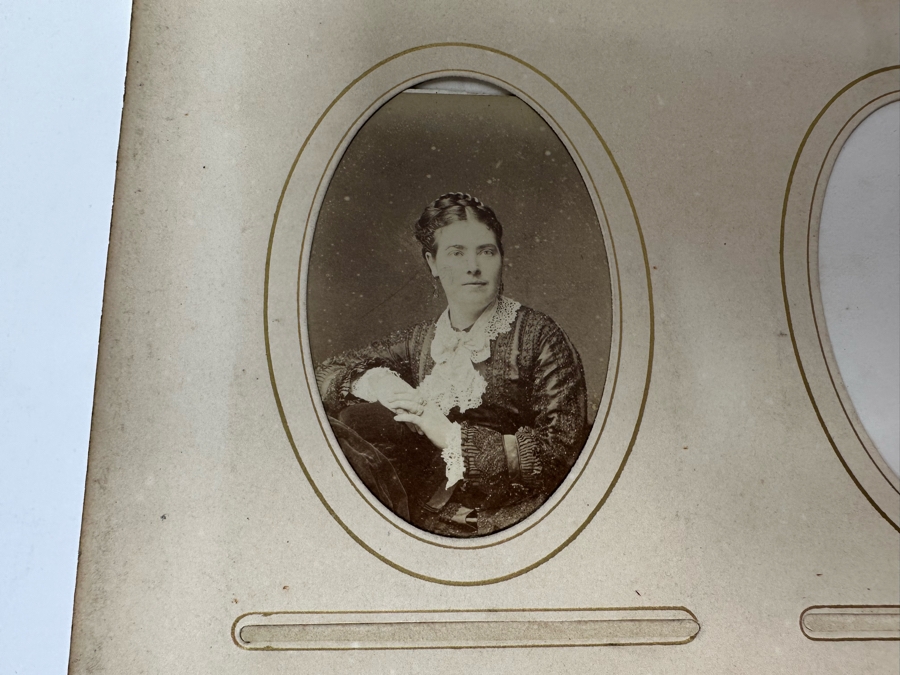 Antique 1876 Embossed Leather Photography Book Photo Album Presented To M. A. Crook With Original Family Portraits Photographs 9 X 11.5 X 2.5 - See Photos [Photo 46]