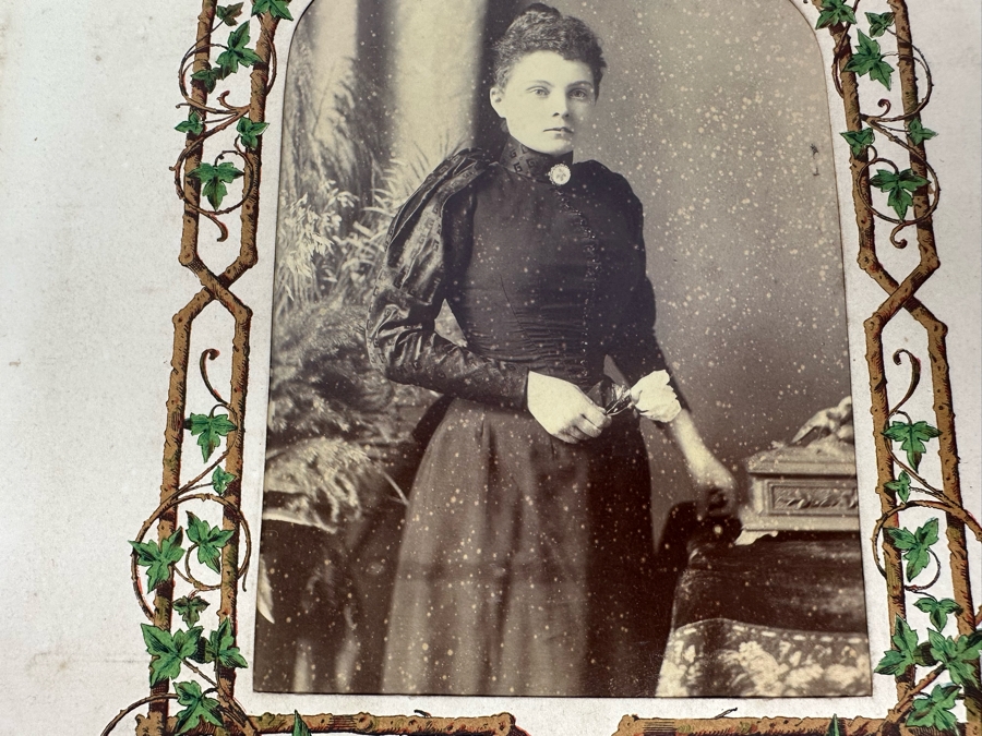 Antique 1876 Embossed Leather Photography Book Photo Album Presented To M. A. Crook With Original Family Portraits Photographs 9 X 11.5 X 2.5 - See Photos [Photo 22]