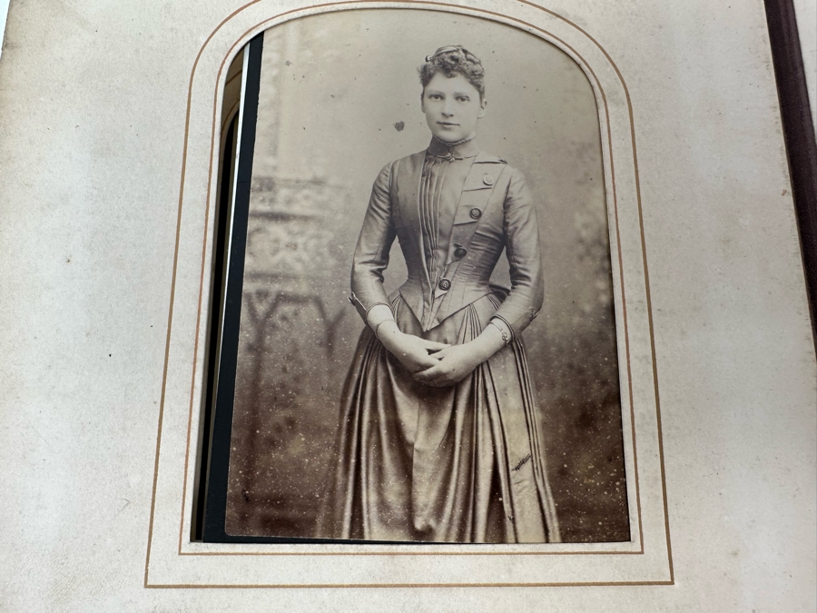 Antique 1876 Embossed Leather Photography Book Photo Album Presented To M. A. Crook With Original Family Portraits Photographs 9 X 11.5 X 2.5 - See Photos [Photo 50]