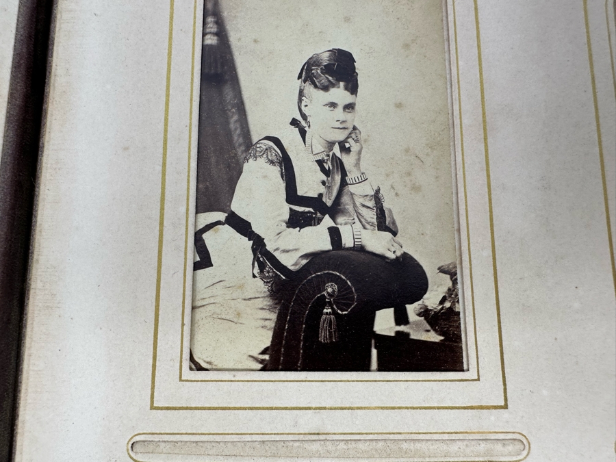 Antique 1876 Embossed Leather Photography Book Photo Album Presented To M. A. Crook With Original Family Portraits Photographs 9 X 11.5 X 2.5 - See Photos [Photo 30]