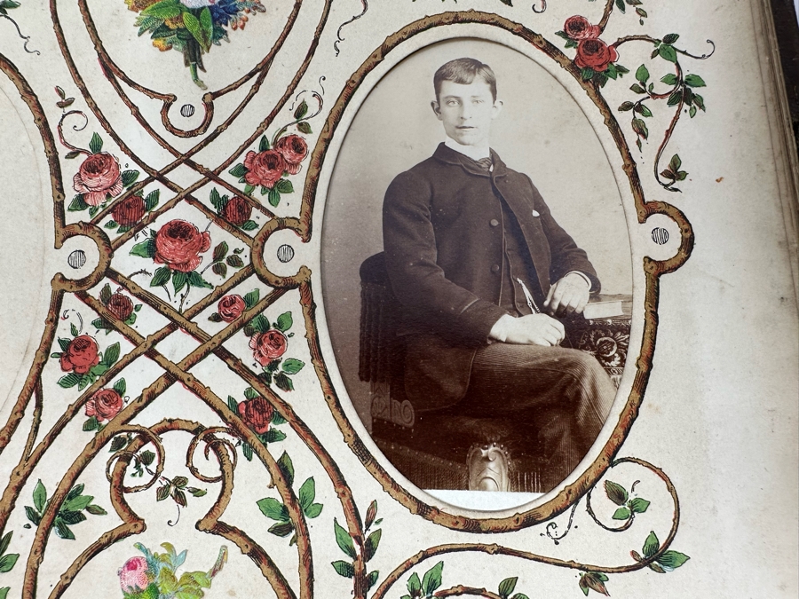 Antique 1876 Embossed Leather Photography Book Photo Album Presented To M. A. Crook With Original Family Portraits Photographs 9 X 11.5 X 2.5 - See Photos [Photo 20]