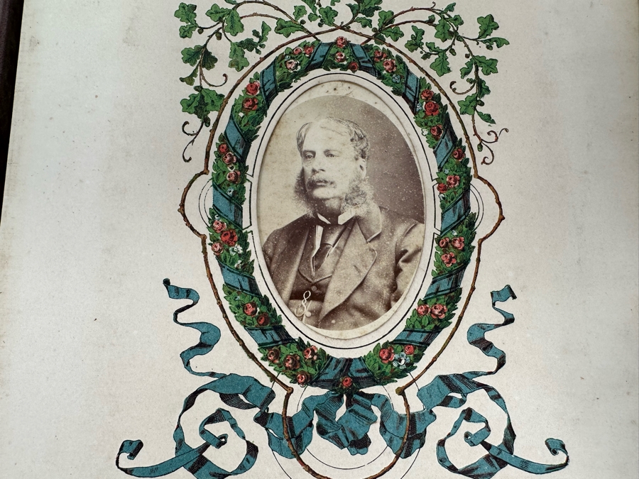 Antique 1876 Embossed Leather Photography Book Photo Album Presented To M. A. Crook With Original Family Portraits Photographs 9 X 11.5 X 2.5 - See Photos [Photo 24]