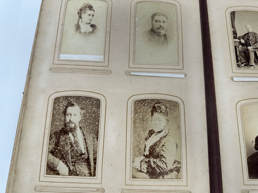 Antique 1876 Embossed Leather Photography Book Photo Album Presented To M. A. Crook With Original Family Portraits Photographs 9 X 11.5 X 2.5 - See Photos [Photo 56]