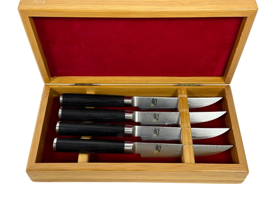 Shun Classic Steak Knives KAI Japanese Cobalt M.V. Steel Set Of 4 With Box Retails $350 [Photo 1]