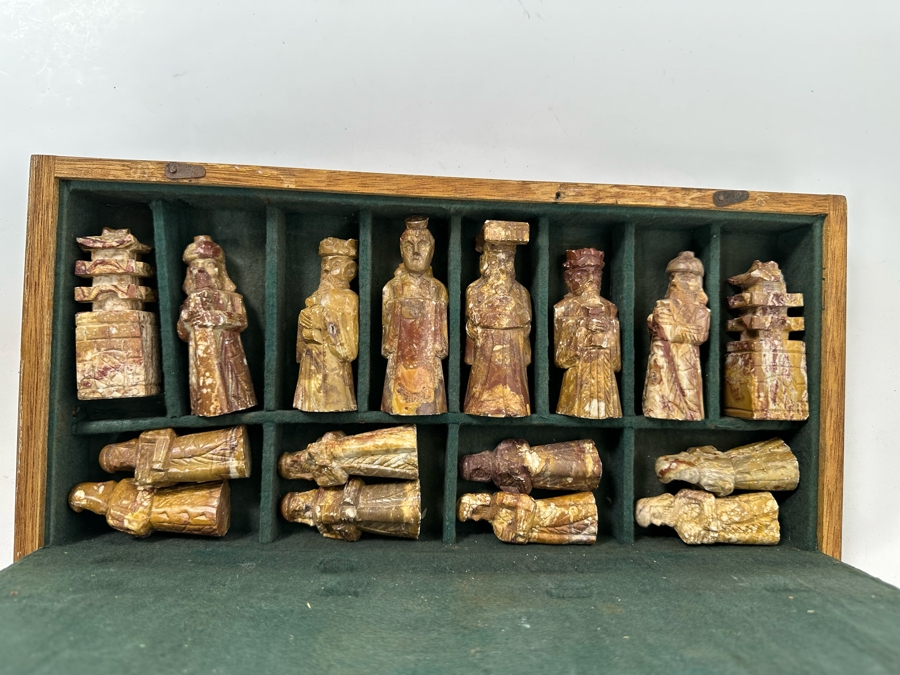 Korean Hand Carved Stone Figures Chess Pieces With Portable Wooden Chess Board 16 X 16 [Photo 11]