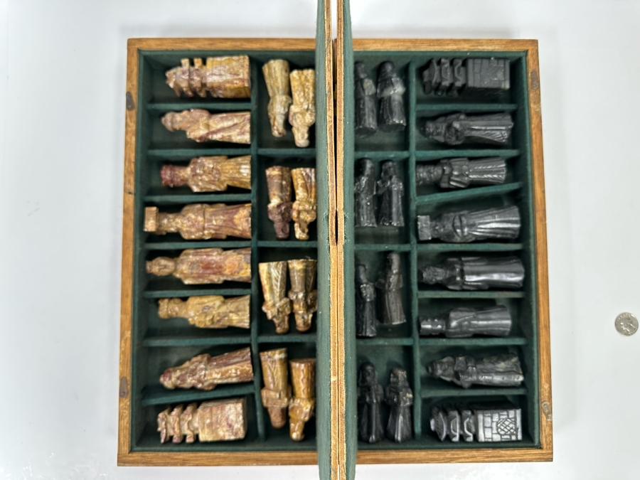 Korean Hand Carved Stone Figures Chess Pieces With Portable Wooden Chess Board 16 X 16 [Photo 9]