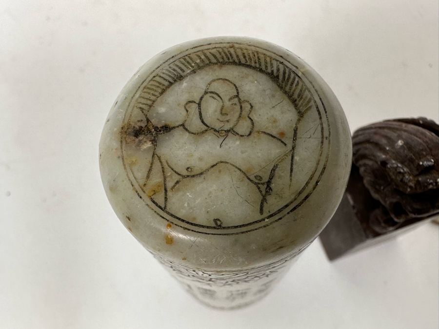 Pair Of Chinese Carved Stone Seals Stamps [Photo 5]