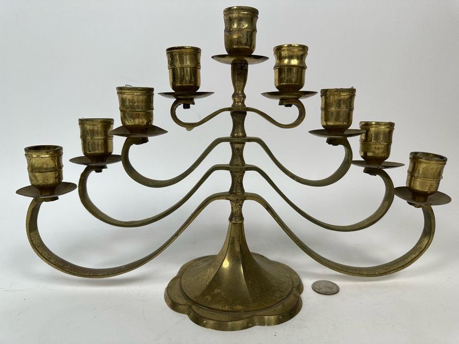 Vintage Brass Menorah 14W X 9.5H [Photo 4]