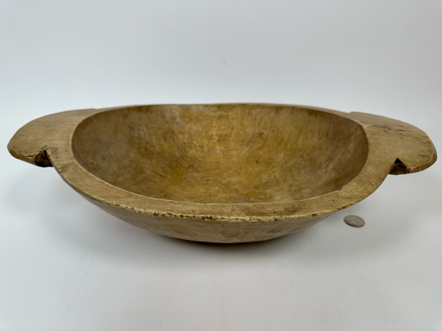 Antique Primitive Wooden Dough Bowl 18W X 12D X 4H [Photo 2]