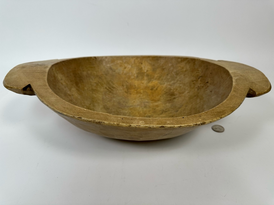 Antique Primitive Wooden Dough Bowl 18W X 12D X 4H [Photo 8]