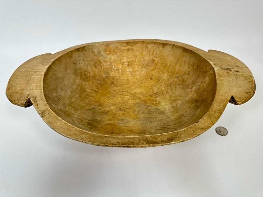 Antique Primitive Wooden Dough Bowl 18W X 12D X 4H [Photo 3]