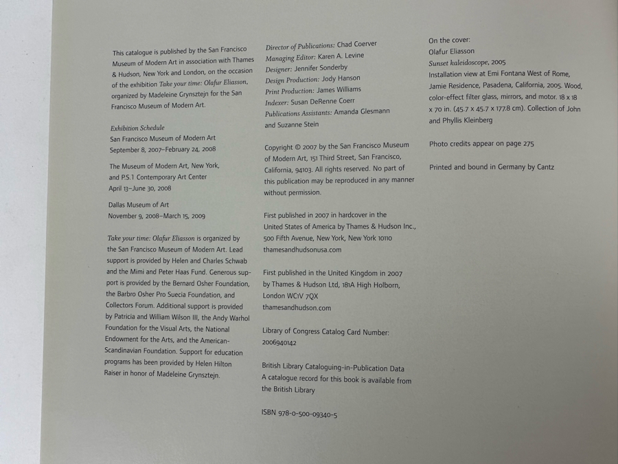 Art Book Take Your Time: Olafur Eliasson Published By Thames & Hudson Retails $50 [Photo 5]