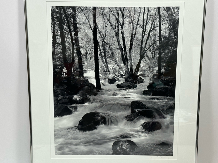 Richard D. Keesling Signed Photograph Of Yosemite National Park, CA Cascade Below Bridal Veil Falls (Dick Keesling Was Also Actress Betty White's Manager For Many Decades) 20 X 17 Framed 28 X 22 Glass Is Cracked In Corners Dated 1986 [Photo 6]